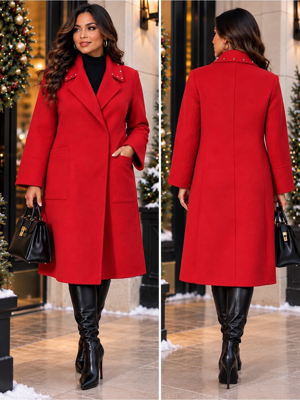 NEW Xue Dan Zhi Designer Double-Faced 100% Wool Coat – Red – Size Large